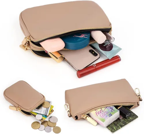 Miniatura 3 de UTO Pequeñas bolsas cruzadas para mujer, 3 en 1, diseño de moda, mini cangurera con correa