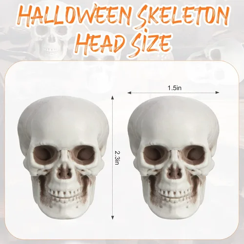 Miniatura 6 de Boao 10 piezas de cabeza de esqueleto de Halloween pequeños mini calaveras para decoración de fiesta de Halloween, decoración de mesa