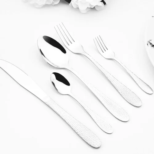 Miniatura 7 de Juego de cubiertos de acero inoxidable 18/10 de 5 piezas, cuchillo de cocina negro, tenedor, cuchara, vajilla para fiesta, cena, cubiertos, servicio