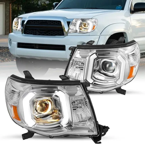Miniatura 12 de JSBOYAT Conjunto de faros delanteros de recambio para camioneta Toyota Tacoma 2005-2011, bombillas incluidas (carcasa negra con reflector ámbar)