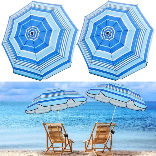 Miniatura 10 de Buryeah Paraguas automático para silla con abrazadera universal de 44 pulgadas, UPF 50+, abrazadera portátil en silla de playa, sombrilla ajustable