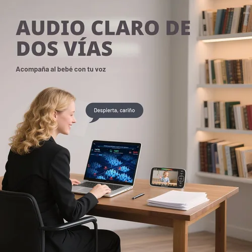 Miniatura 5 de Kidsneed Monitor de bebé con cámara y audio: monitor de bebé de video 720P de 5 pulgadas, sin WiFi, duración de la batería de 48 horas, visión