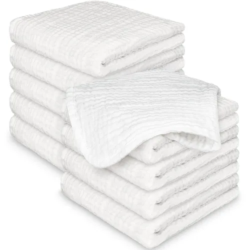 Miniatura 13 de Paquete de 5 paños de muselina para recién nacidos, 12 x 12 pulgadas, suaves y absorbentes, de muselina de algodón orgánico, para bebés, niñas