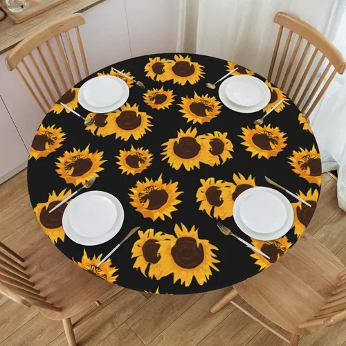 Miniatura 11 de Famame Beautiful Bloom - Mantel redondo ajustable con borde elástico, impermeable, con borde elástico, para interiores y exteriores, se adapta a