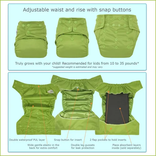 Miniatura 3 de Cubierta impermeable reutilizable para pañales: para pañales de tela preplegados, planos, ajustados o insertos (átomo)