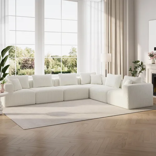 Miniatura 48 de Novilla 141" Sofá seccional modular, sofá seccional moderno en forma de nube con soporte Smarts Coil™, sofá sin huesos en forma de U para sala