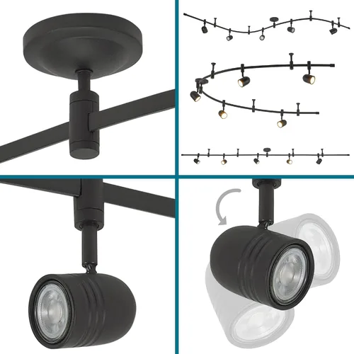 Miniatura 8 de Catalina Lighting Lámpara de Techo con Riel de 96", Bronce Frotado con Aceite, Riel Flexible LED Transicional de 5 Luces, Bombilla Incluida
