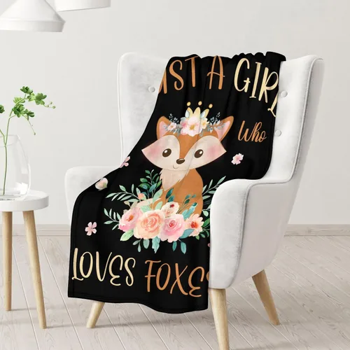 Miniatura 2 de Mantas de zorro – Manta suave y mullida para niñas – Mantas pequeñas de 30 x 40 pulgadas para sala de estar y oficina – Manta negra linda para regalo