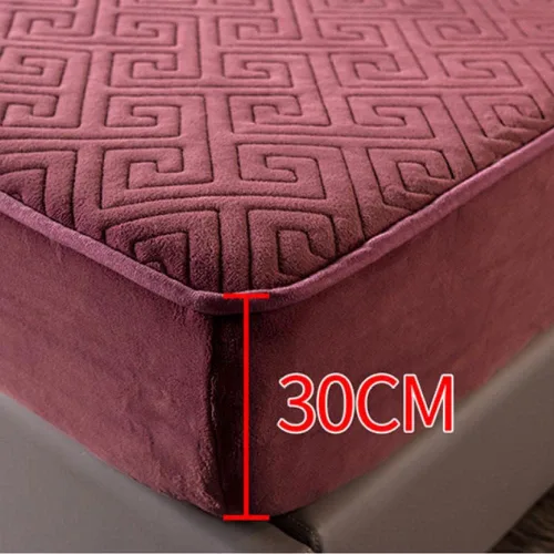 Miniatura 2 de Sábana de hotel urious, protector de colchón acolchado de algodón grueso de terciopelo coral, para dormitorio, habitación de invitados, casa de Azul