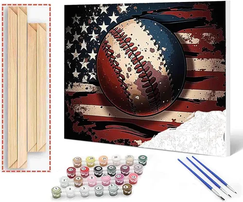 Miniatura 41 de Aihonmin Pintura por números, tema de baloncesto, kit de pintura al óleo para niños y adultos, pintura de dibujo de 16 x 20 pulgadas, pigmento Bola