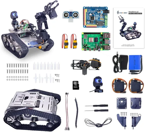 Miniatura 7 de Kit de robot inteligente para Raspberry Pi, chasis de robot tanque transmisión de video en tiempo real, control WiFi/Bluetooth, planificación