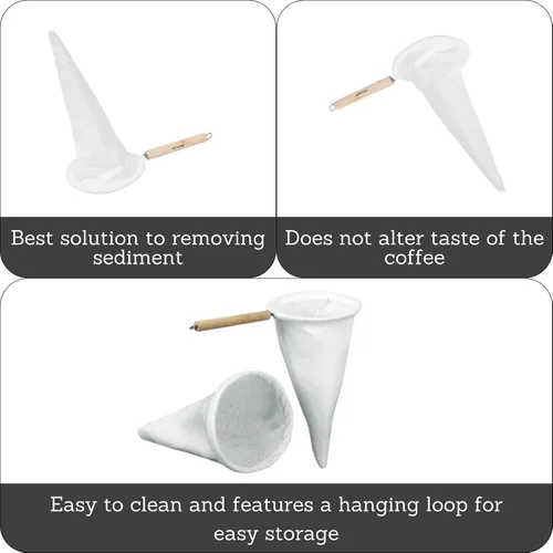 Miniatura 2 de Imusa USA J100-4-50 Colador de tela de café con mango de madera, blanco, 1 unidad (paquete de 1)