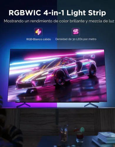Miniatura 2 de Govee - Retroiluminación LED para TV 2, luces de TV cortables de 14.4 pies para televisores de 32 a 70 pulgadas, tiras de luces LED RGBWIC