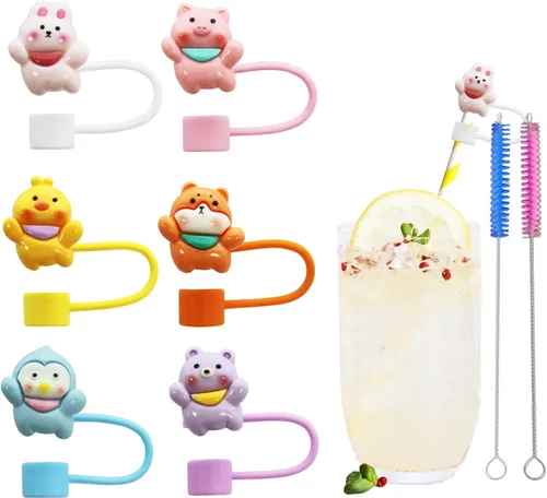 Miniatura 19 de 6 piezas de cubiertas de pajita de silicona compatibles con vasos Stanley de 30 y 40 oz, tapones de pajita de 0.39 pulg/10 mm con diseños de nubes