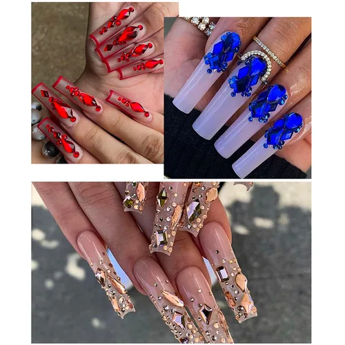 Miniatura 4 de 1620 diamantes de imitación para uñas color negro azabache con parte trasera plana, diamantes de imitación rojos para uñas, cuentas redondas, gemas