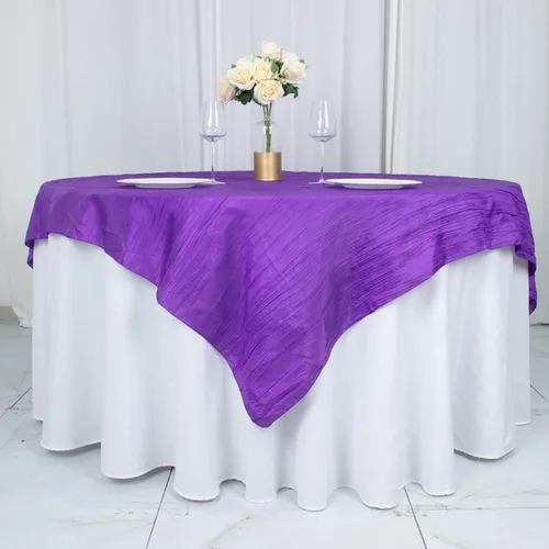 Miniatura 10 de Tableclothsfactory Mantel cuadrado de tafetán arrugado de acordeón beige de 72 x 72 pulgadas