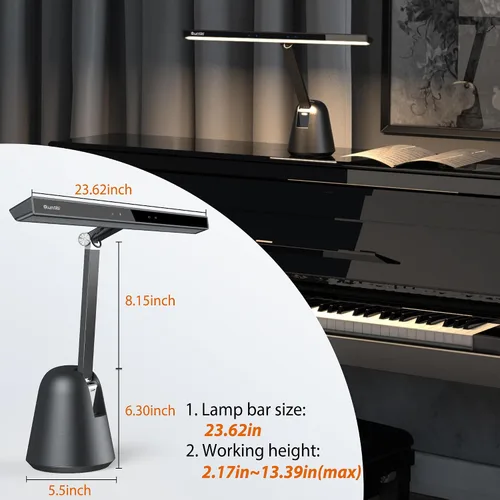 Miniatura 7 de Quntis Luz de piano de iluminación ultra ancha de 55 pulgadas, lámpara de piano profesional LED de 12W para el cuidado de los ojos con atenuación