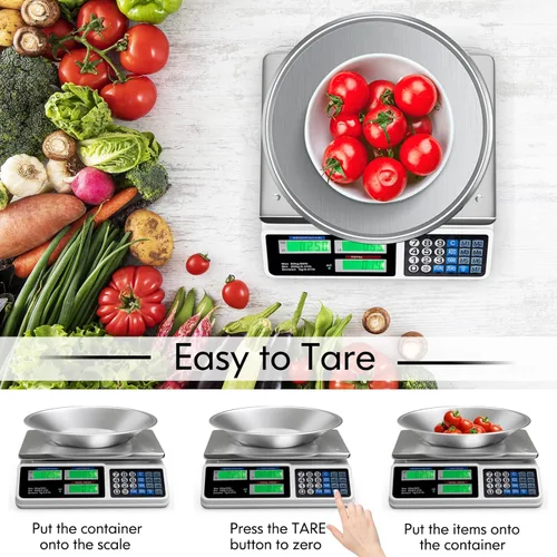 Miniatura 4 de Goplus Báscula de computación de precio de 66 libras, báscula digital comercial de alimentos con plataforma grande de acero inoxidable, función
