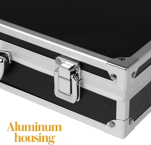 Miniatura 5 de Maletín de aluminio negro con cerradura, maletín de aluminio para hombres o mujeres, funda rígida de metal con espuma para equipaje de viajero