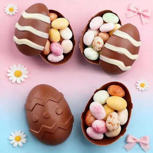 Miniatura 6 de Moldes de silicona para huevos de Pascua, paquete de 4 moldes para hornear en forma de huevo, 24 cavidades, molde de silicona para gelatina