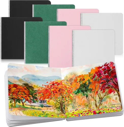 Tenceur 8 mini diarios de acuarela portátiles de 3.9 x 3.9 pulgadas, 240 hojas, 480 páginas, cuadernos de bocetos cuadrados pequeños de acuarela,