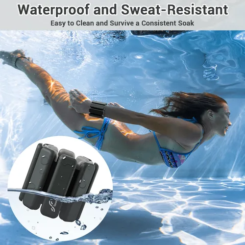 Miniatura 4 de Sportneer Pesas de muñeca y tobillo para mujeres y hombres, 1 par (1 libra/2 libras cada uno), pulsera con peso ajustable de silicona para yoga