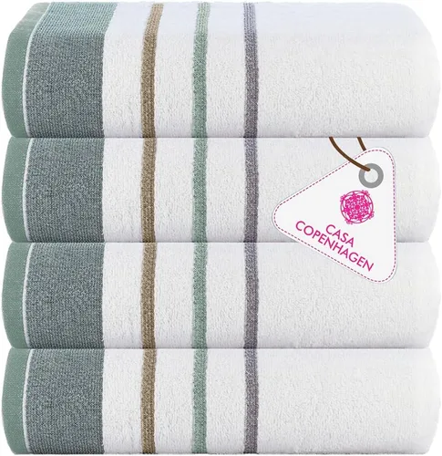 Miniatura 123 de CASA COPENHAGEN Juego de 6 toallas de palomitas de maíz, color azul polvoriento, 21.16 oz/m², 2 toallas de baño, 2 toallas de mano y 2 toallas