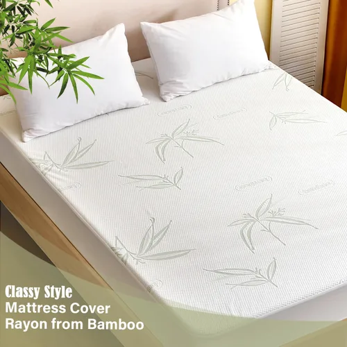Miniatura 5 de Protector de Colchón Twin Impermeable, Funda Protectora de Colchón Lavable de Rayón de Bambú, Cubrecolchón Transpirable y Silencioso con Elástico