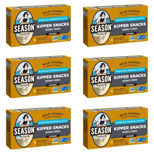 Miniatura 4 de Season Peppered Kipper Snacks – Filetes de arenque deshuesados, ahumados naturalmente, capturados en la naturaleza, aperitivos keto, sin OMG