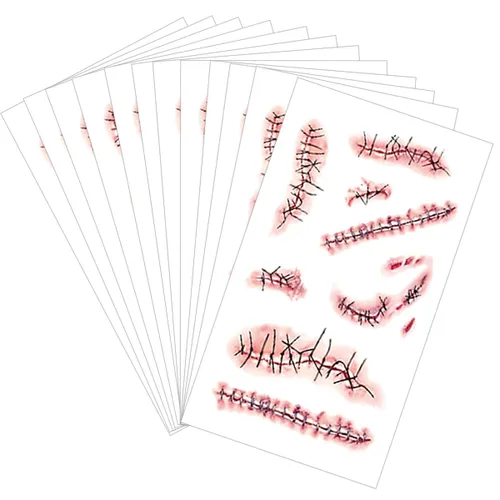 Miniatura 3 de Tatuaje de cara temporal de murciélago, tatuaje falso de murciélagos de Halloween para niños, accesorios y fiestas de disfraces de Halloween, 12
