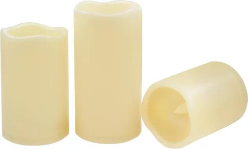 Miniatura 34 de 4 velas LED escalonadas sin flama, de pilas, impermeables, para exteriores, con temporizador, luz nocturna parpadeante de resina plástica
