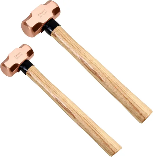 Miniatura 15 de WEDO Juego de martillo de trineo de cobre de 3 piezas, 3 lb+4 lb+5 libras, mango de fibra de vidrio, forja, resistente a la corrosión, estándar DIN