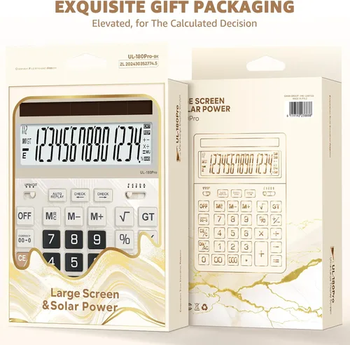 Miniatura 7 de Calculadoras de escritorio, calculadora de gran tamaño de 14 dígitos con actualización 2026, pantalla LCD de 5 pulgadas y energía solar, calculadora