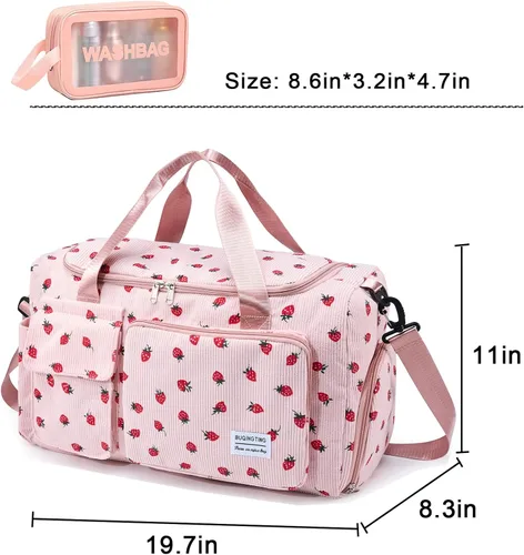 Miniatura 133 de Pequeña bolsa de gimnasio para mujer, bolsa de viaje con compartimento para zapatos