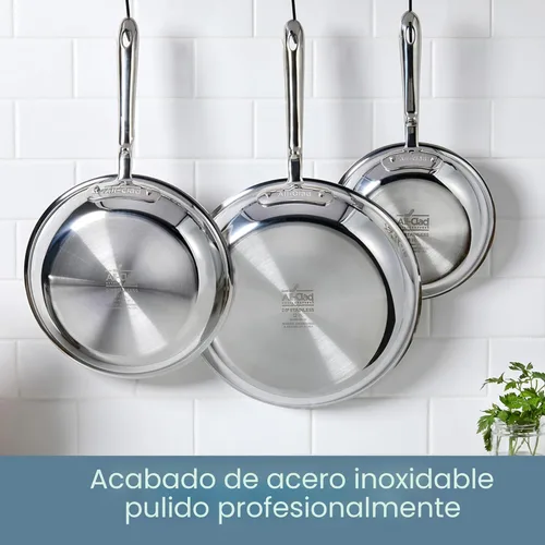 Miniatura 8 de Juego de ollas de acero inoxidable All-Clad D3 - Juego de 10 piezas de ollas y sartenes, apto para inducción, horno a 600F, incluye sartenes