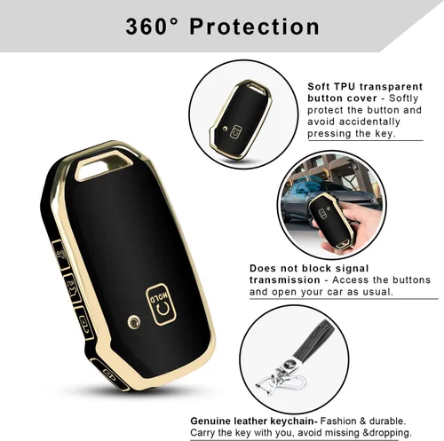 Miniatura 4 de QBUC Funda para llave KIA con llavero para Kia K5 Sorento Telluride 2019, 2020, 2021, 2022, etc. (1 O SIN BOTÓN SOLO EN LA SUPERFICIE FRONTAL)