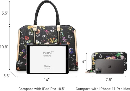 Miniatura 5 de Dasein Bolso de mano grande para mujer, de piel vegana, bolsa de trabajo, bolsa de hombro con cartera a juego