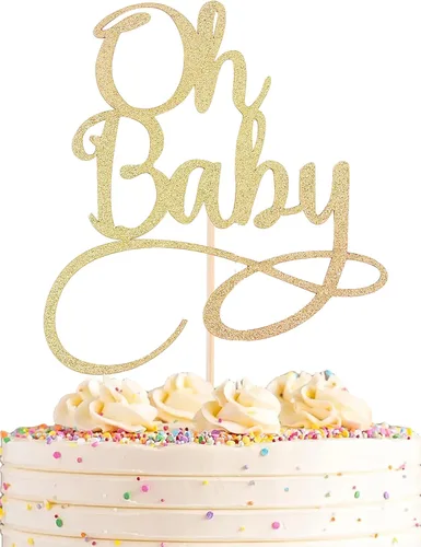 Miniatura 15 de Oh Baby Cake Topper – Suministros de decoración de pastel de fiesta de cumpleaños con purpurina negra, para baby shower/revelación de género, fiesta