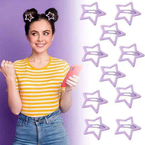 Miniatura 11 de Pinzas para el cabello con diseño de estrella de metal, color rojo, lindos pasadores pequeños Y2K, horquilla hueca antideslizante para niños