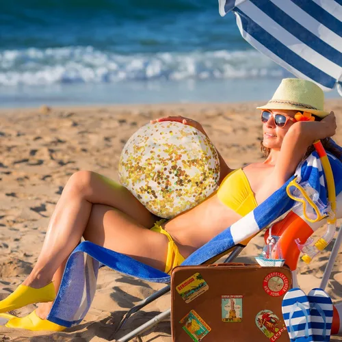 Miniatura 6 de Civaner 10 bolas inflables de playa con purpurina de 16 pulgadas, bola grande de confeti brillante para piscina, globo inflable transparente