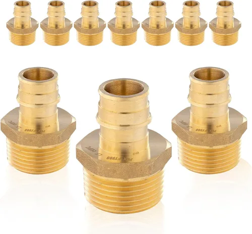 Miniatura 28 de Paquete de 5 accesorios de expansión Seelink PEX-A, adaptador NPT roscado macho de 1/2 x 3/4 pulgadas, accesorio de tubería de expansión de latón