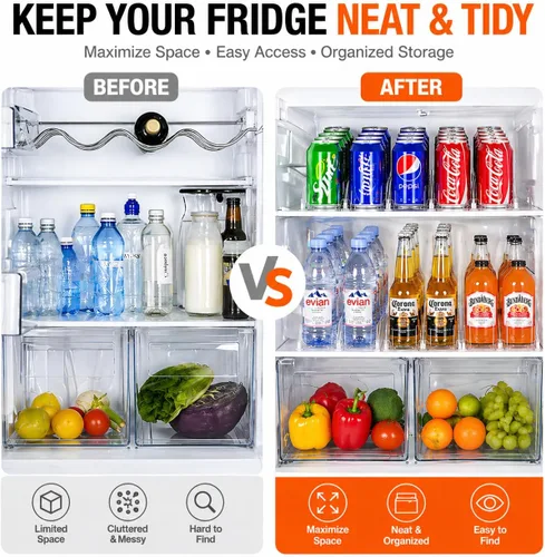 Miniatura 5 de Organizador de latas de soda apilable para refrigerador, dispensador automático de bebidas con empujador, capacidad para 25 a 30 latas, organizador