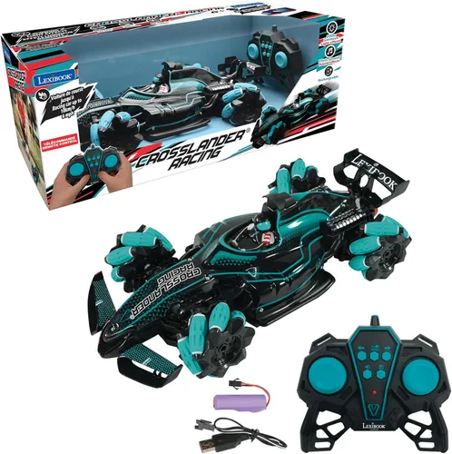LEXiBOOK, Crosslander® Racing, auto de carreras de control remoto, Fórmula 1, hasta 10 km/h, efectos de luz y sonido, chorro de humo, control remoto