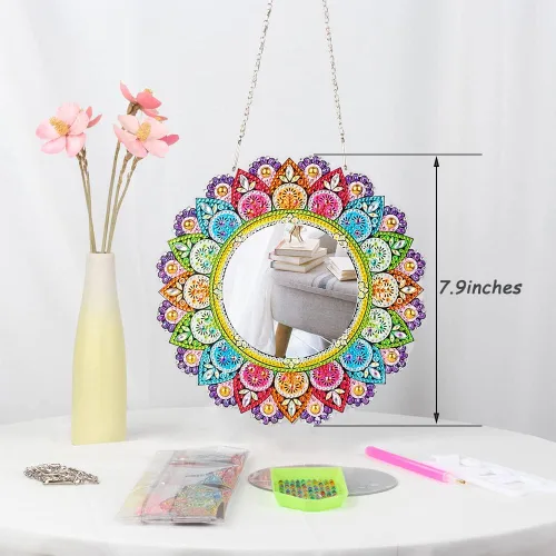 Miniatura 6 de Espejo de diamante, espejo de maquillaje de mandala, pintura de diamante con forma especial para principiantes, manualidades, regalos