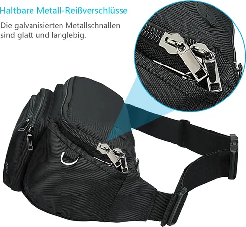 Miniatura 4 de Riñonera deportiva para hombres y mujeres, riñonera al aire libre con 6 bolsillos con cremallera, bolsa de gran capacidad con cinturón ajustable