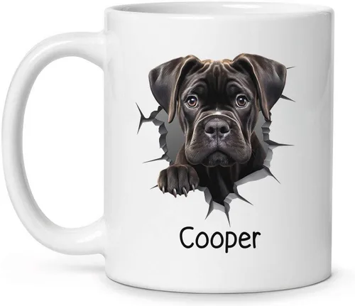 Miniatura 19 de Tazas de café con nombre personalizado único y emocionado Chihuahua rompió la pared, tazas de café personalizadas para perros, regalo para niños