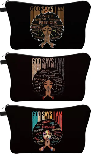 Miniatura 15 de Bolsa de maquillaje afroamericana para monedero, bolsas de cosméticos negras afro para mujer, regalo inspirador, pequeña bolsa de cosméticos