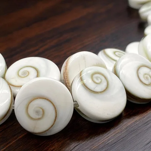 Miniatura 5 de ABCGEMS Shiva Eye Shell Beads Indonesia Auténtica Región Indo-Pacífico (patrón geométrico de matriz de doble cara) de origen ético – Producción
