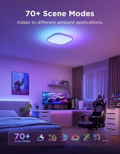 Miniatura 3 de Govee Lámpara de Techo Inteligente, Lámpara de Techo LED RGBIC Cuadrada que Funciona con Matter, Lámpara de Montaje Empotrado de 2400LM
