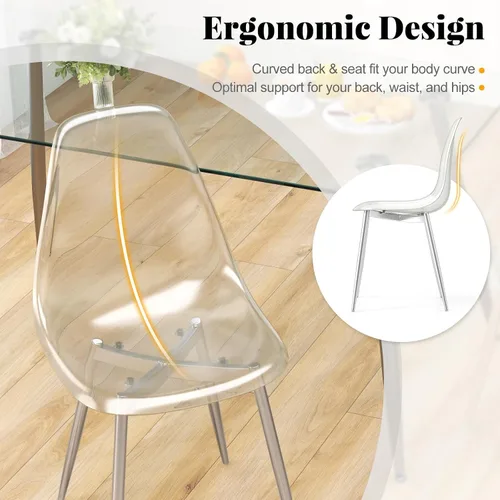 Miniatura 4 de Tangkula Juego de 4 mesas de comedor para 4, mesa y sillas de cocina modernas, mesa y sillas de cristal para sala de estar pequeña, cocina